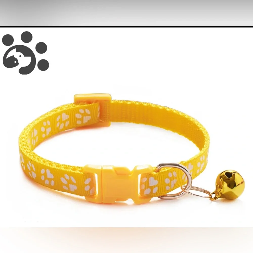 Cat Dog Collar with Bell Adjustable Buckle Basic Collar Durable Nylon Collars